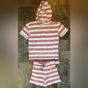 Striped Kids Short Sleeve Hoodie & Shorts Set